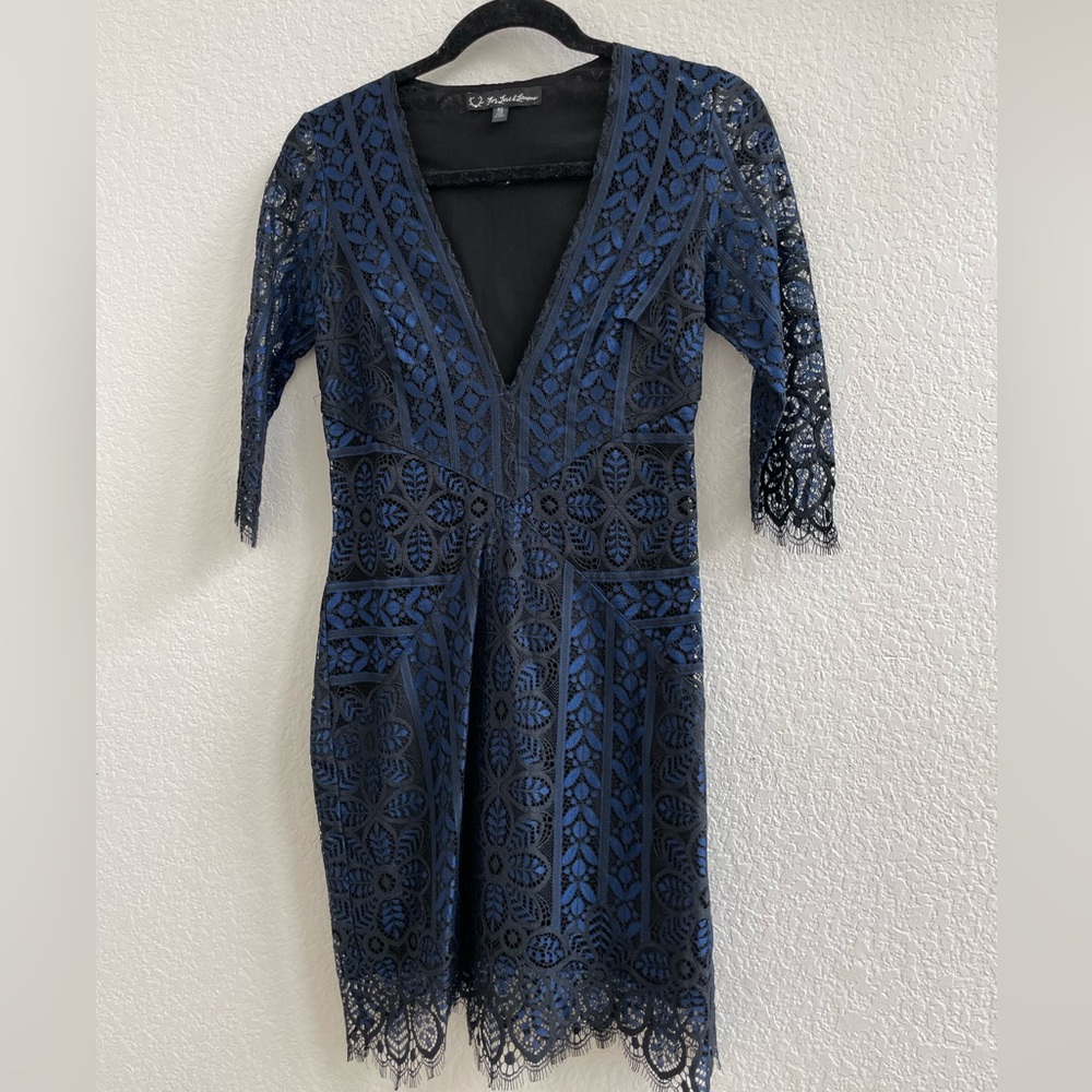 For Love or Lemons Lace Black and Blue Mini Dress